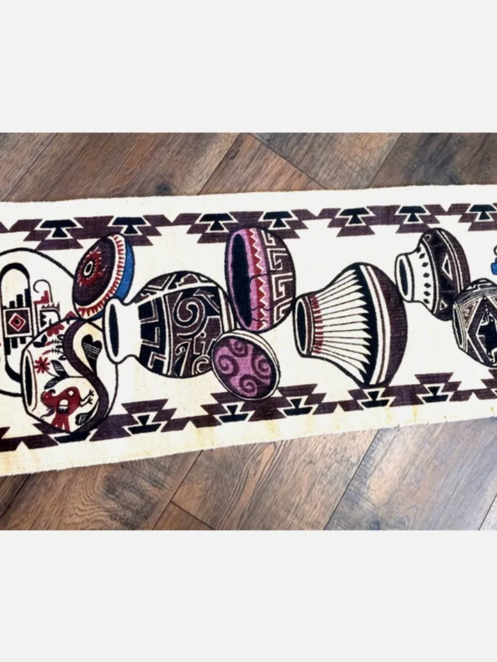 El Paso Saddle Blanket Co southwestern pottery woven table runner fringe